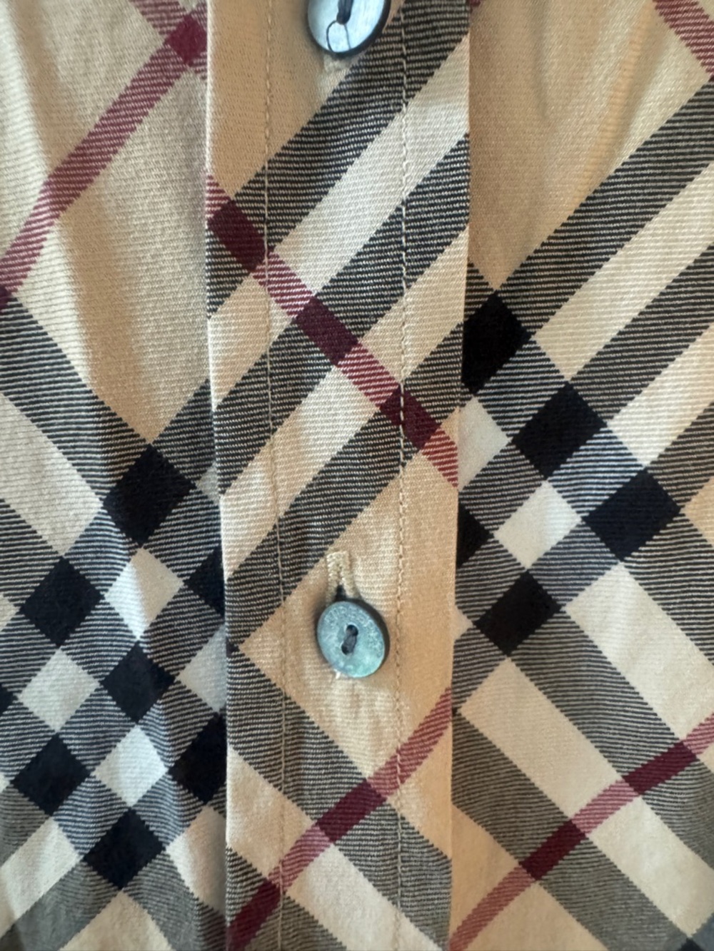 Burberry Beige Black Red Plaid Button-Down Shirt - Picture 7 of 7